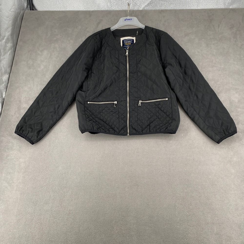 Cavalini Original Black Quilted Full Zip Jacket Petite‎ Large NYJK160P